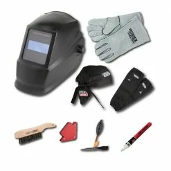 Cheap ✨ Lincoln Electric Auto-Darkening Welding Helmet Starter Kit with No. 11 Lens, Gloves, Wire Brush, Magnet, Chipping 🔨 Hammer and Marker 😀